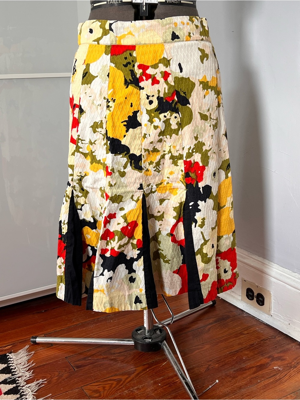 Anthropologie Floral Midi Skirt in Cream, Yellow, Red, Olive, Black